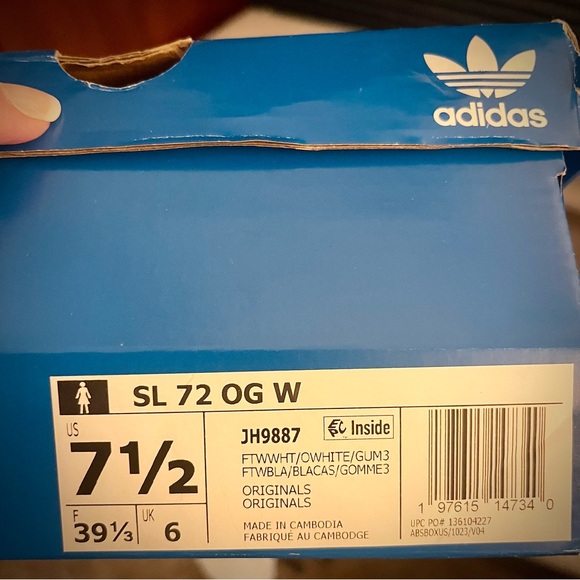 Adidas SL72 OG Women's Cream and white Sneakers size 7 1/2. Never worn - Picture 2 of 4